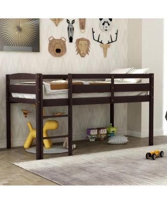Twin Wood Loft Bed Low Loft Beds with Ladder,Twin