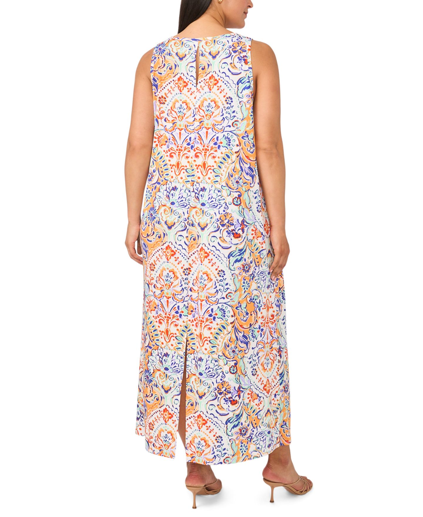 Женское платье MSK Plus Size Sleeveless Round Neck Maxi, цвет: Слоновая кость разноцветный — фото 5