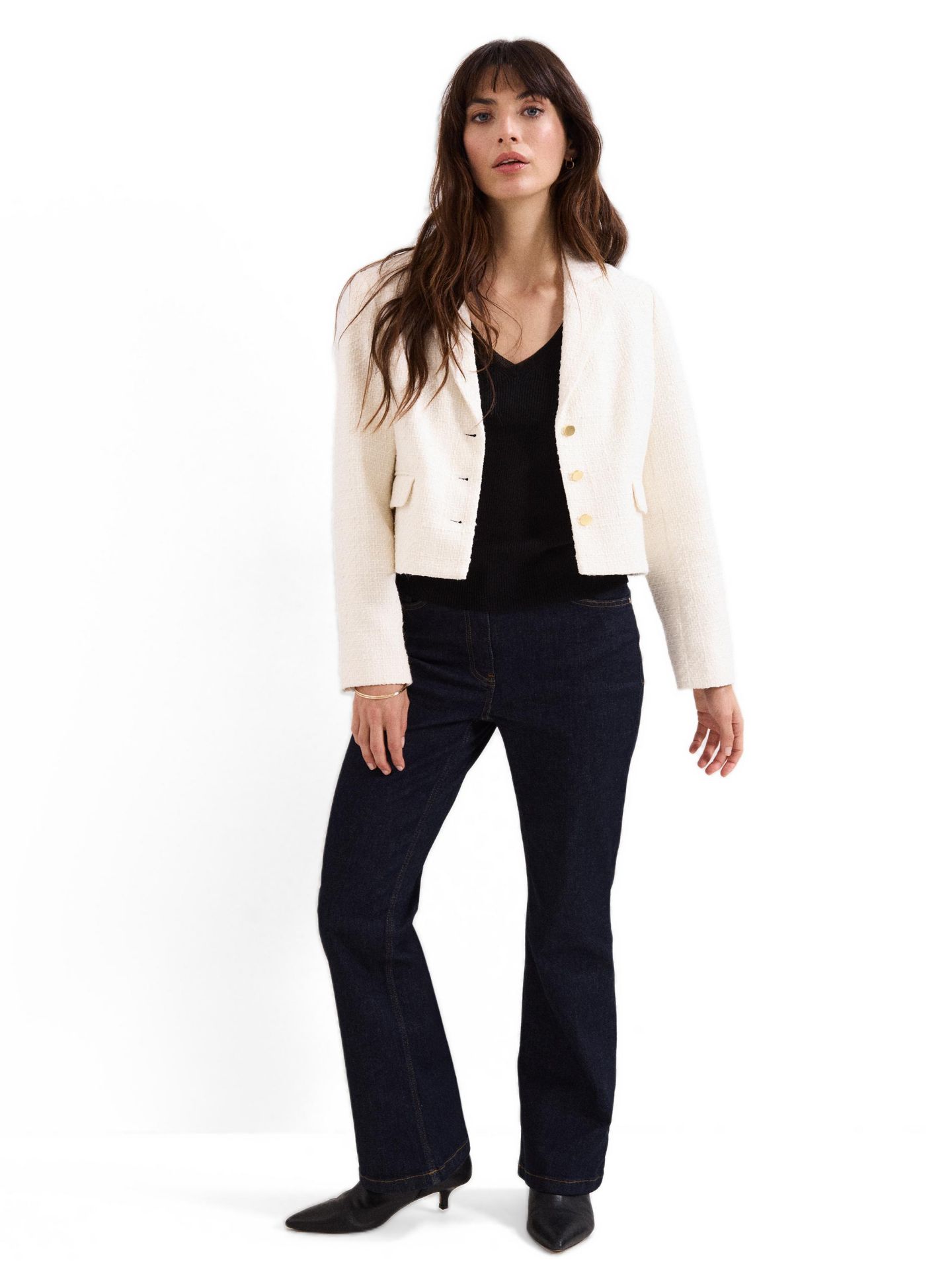 Женская куртка Phase Eight Adria Cropped Textured Jacket Blazer, цвет: Белый — фото 2
