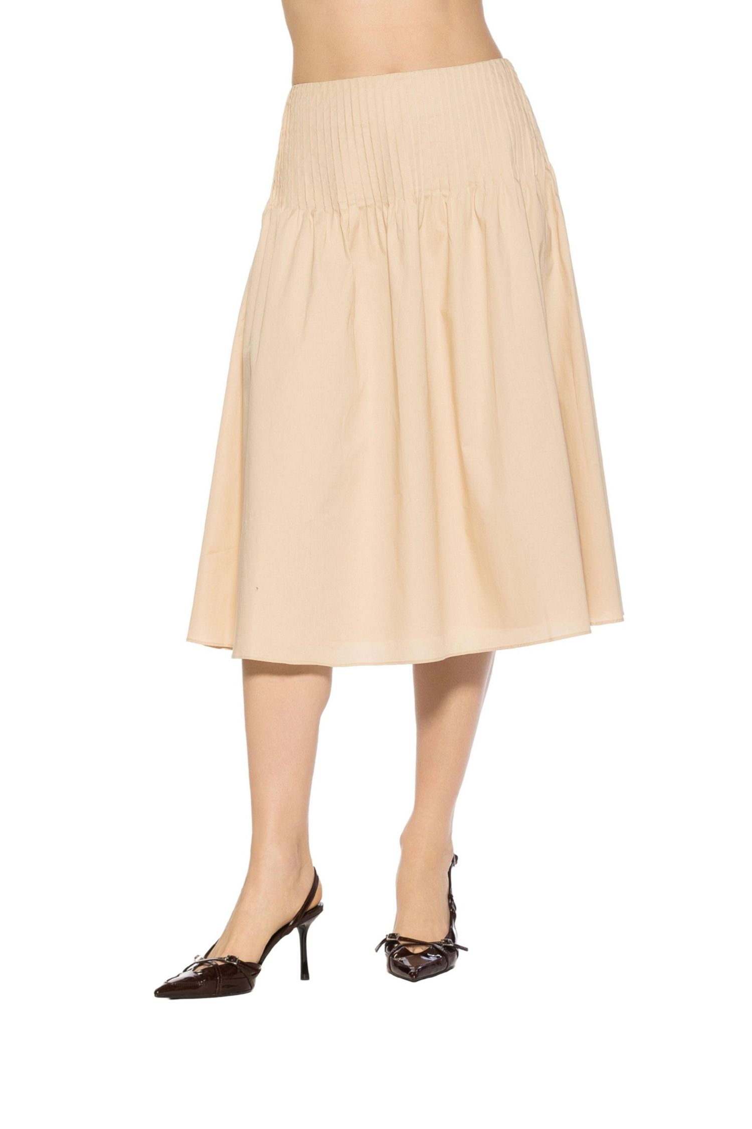 Women's Esme Pintuck Waist Full Poplin Skirt