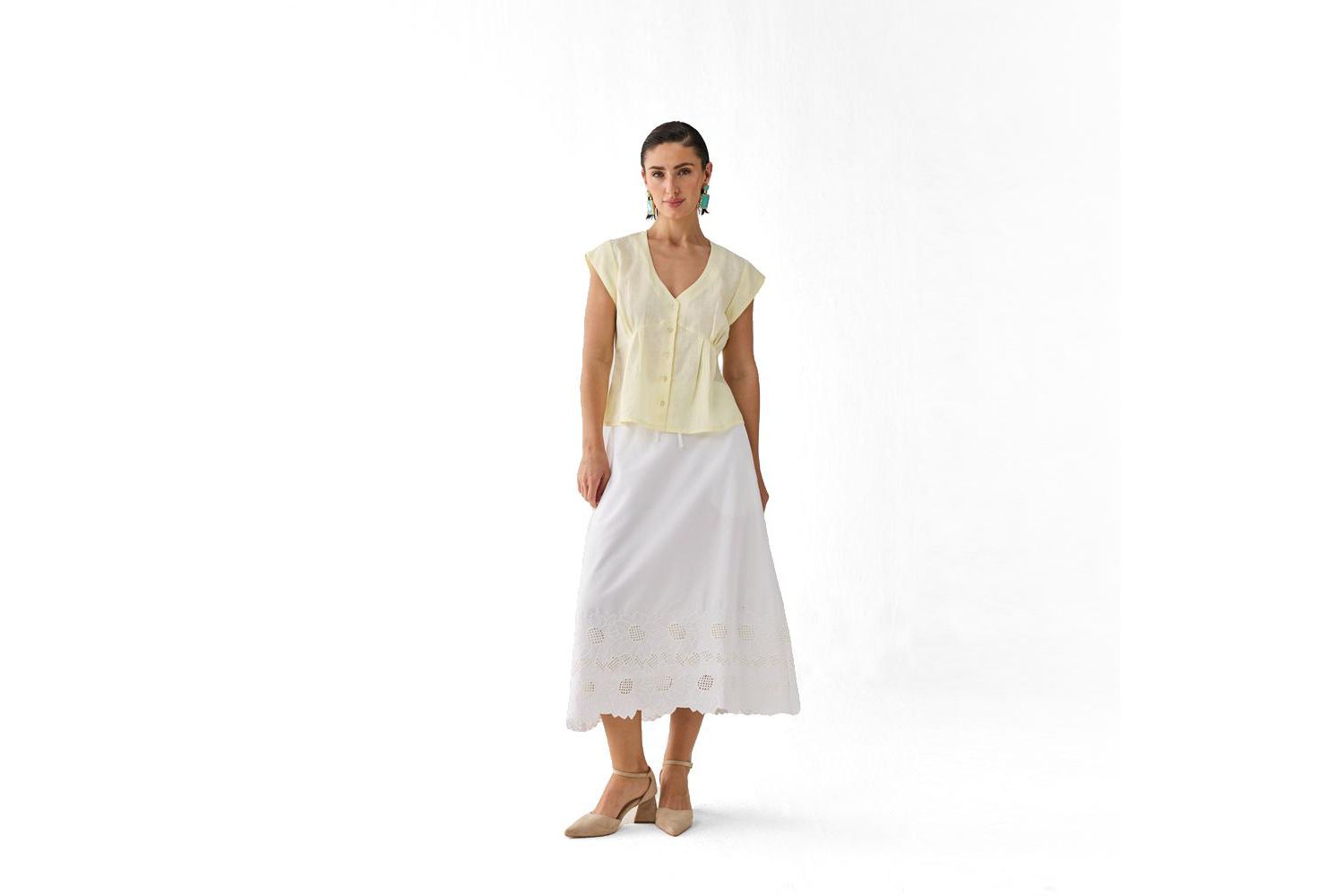 Women's The Deep V Neck Top in Butter Lemon
