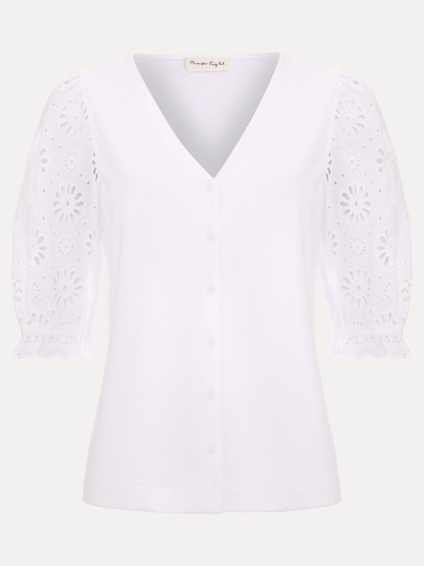 Женский топ Phase Eight Eleanor Floral Eyelet Detail, цвет: Белый — фото 6