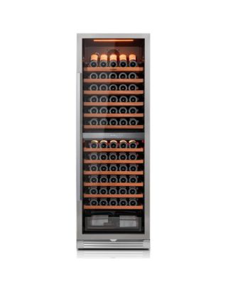 24 inch Dual Zone Wine Cooler refridgerator 155 Bottle Freestanding/Built-In 3-Color LED Light For Home\Office