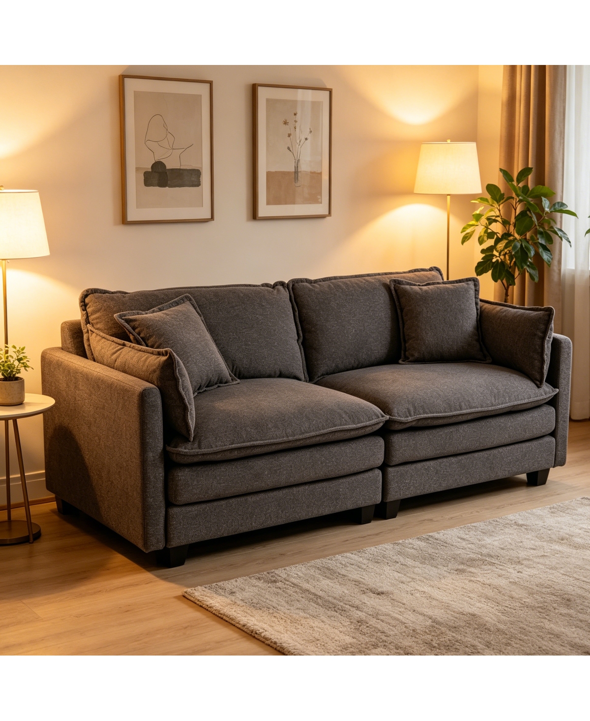 Streamdale Furniture Faux Leather Chesterfield Sofa with Nailhead Trim and 2 Pillows