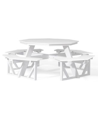 Outdoor HDPE 8-Person Patio Octagon Picnic Table