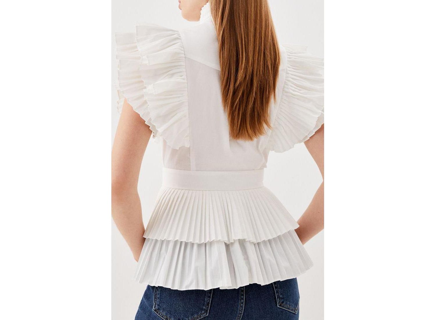 Women's Sleeveless Pleated Ruffle Blouse