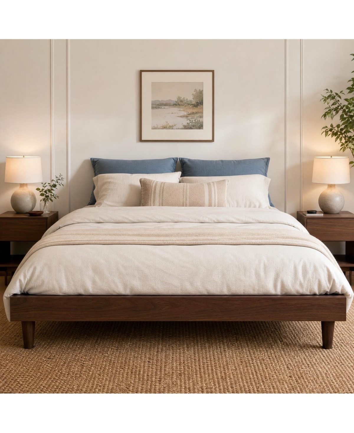 homfan All Size Platform Bed Frame with Wooden Slats, No Box Spring Needed, Sturdy Wood Frame