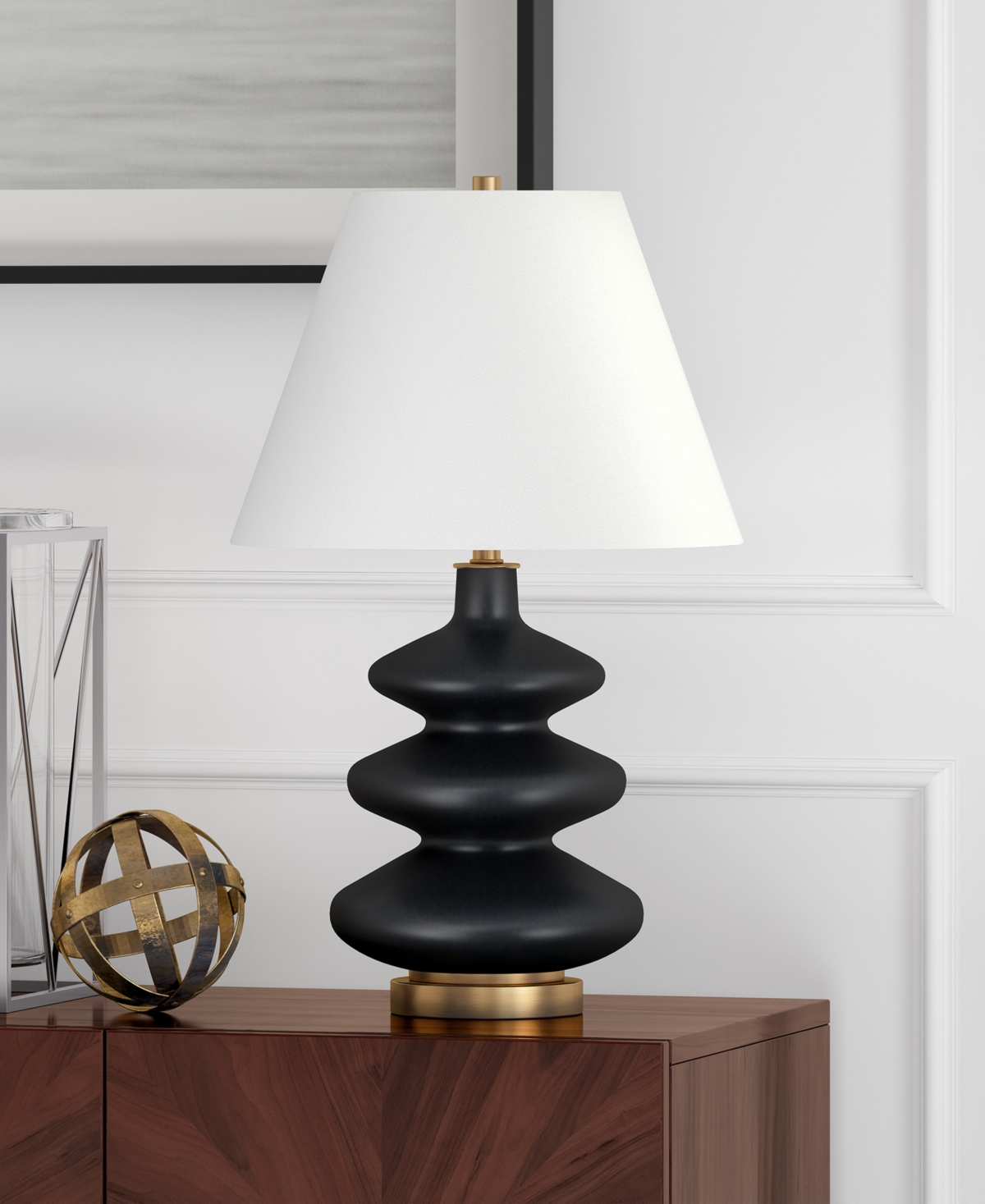 Hudson & Canal Carleta 26" Metal Tall Triple Gourd Table Lamp