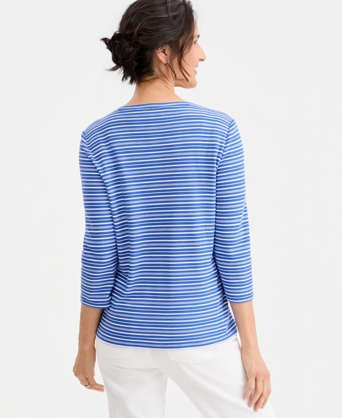 Style & Co Women's Printed 3/4-Sleeve Henley Top, Macy's Exclusive