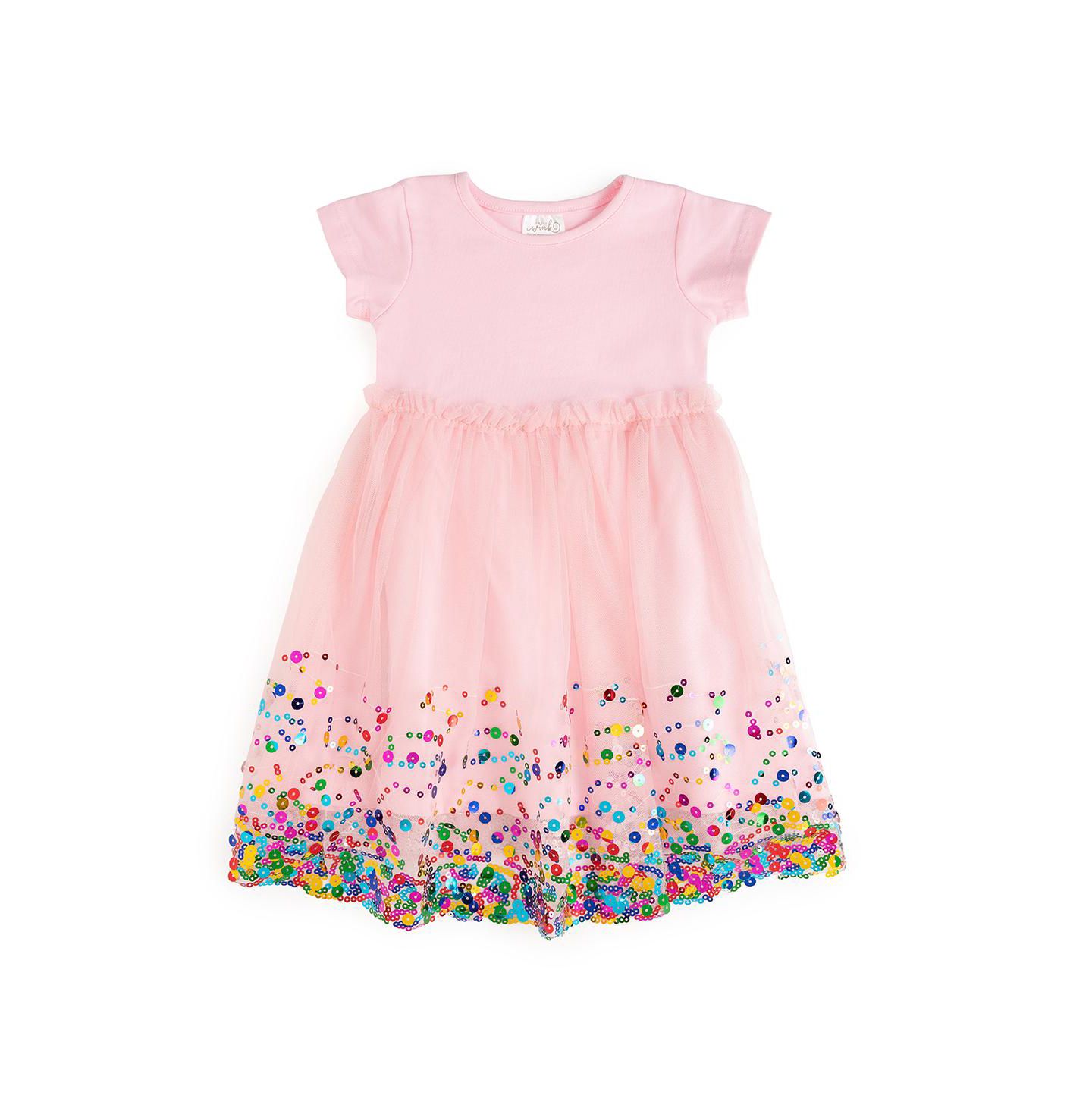 Платье Sweet Wink Pink Confetti Short Sleeve Tutu Dress для девочек-малышей, цвет: Розовый — фото 1