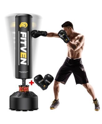 70'' Freestanding Punching Bag with Gloves, Heavy Boxing Bag with 4-Spring Shock Absorption System, Suction Cup Base for Home Gym