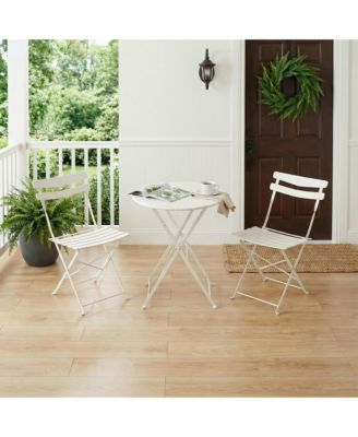 3 Piece Patio Bistro Set, Folding Patio Bistro Table and Chairs, Outdoor Patio Furniture Set, Metal Structure, No Assembly Need