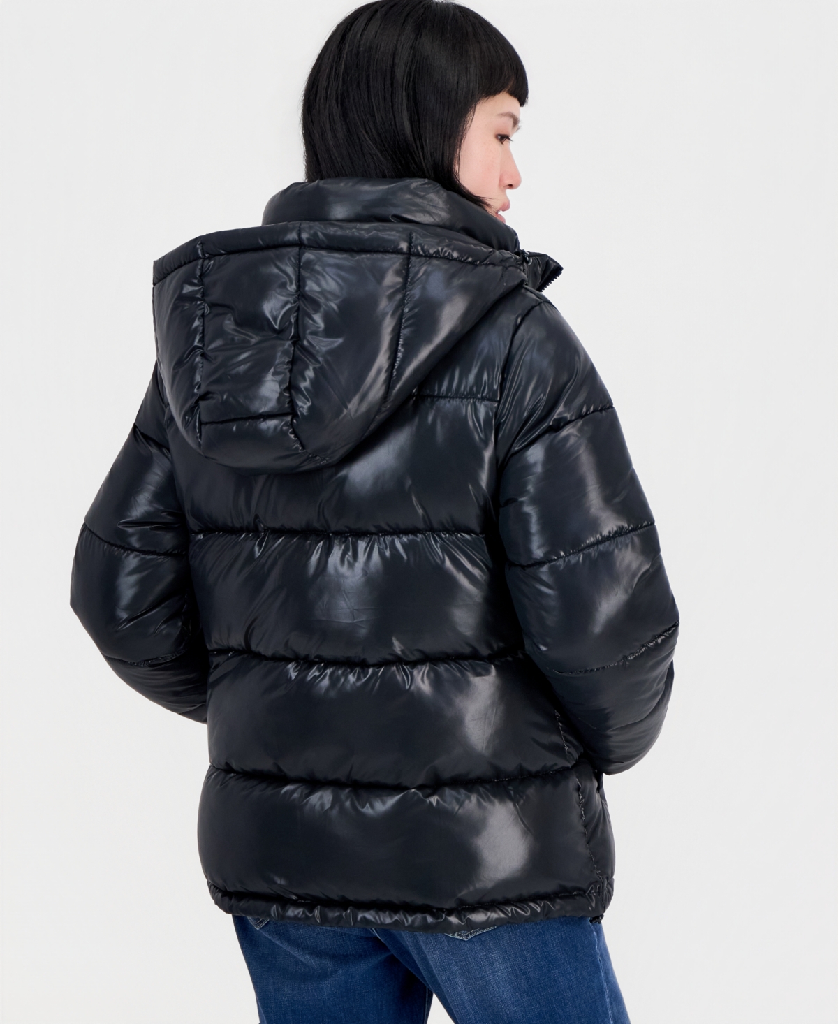 Steve Madden Women's Hooded Short Quilted Puffer Coat