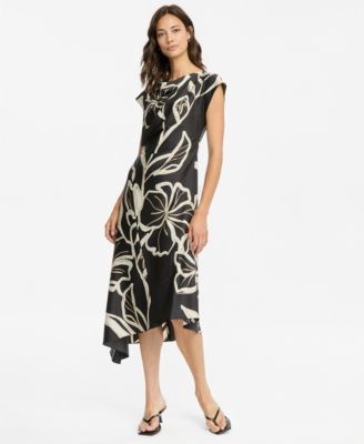 Women's Cap-Sleeve Asymmetric-Hem Dress