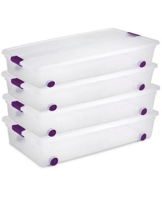 60 Qt ClearView Latch Wheeled Stackable Storage Box, 4 Pack