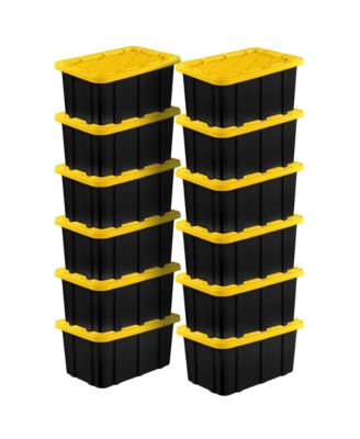 17 Gallon Industrial Stackable Storage Tote Lidded Containers, 12 Pack