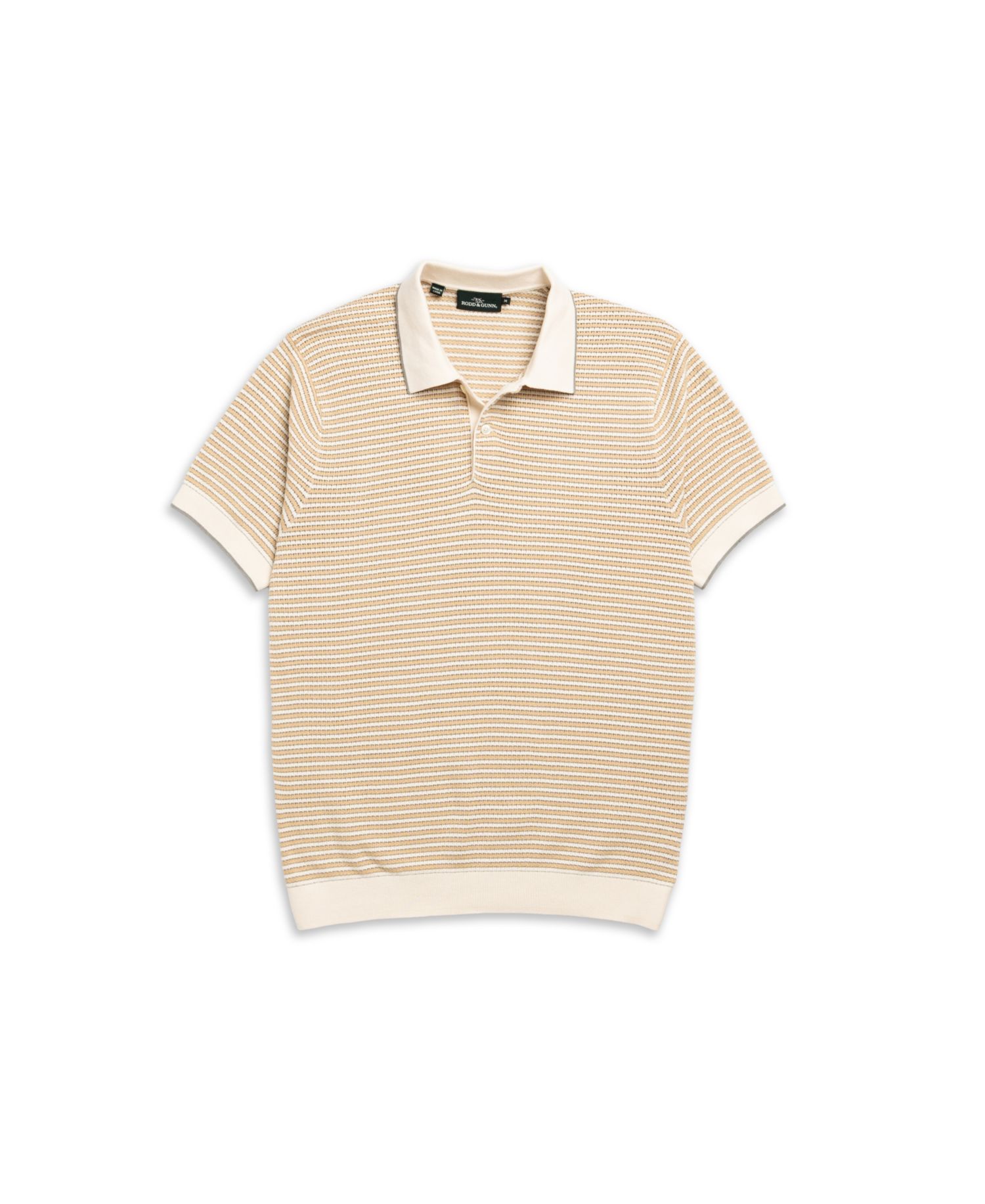 Rodd Gunn Men's Oyster Island Cotton Striped Knit Polo Shirt