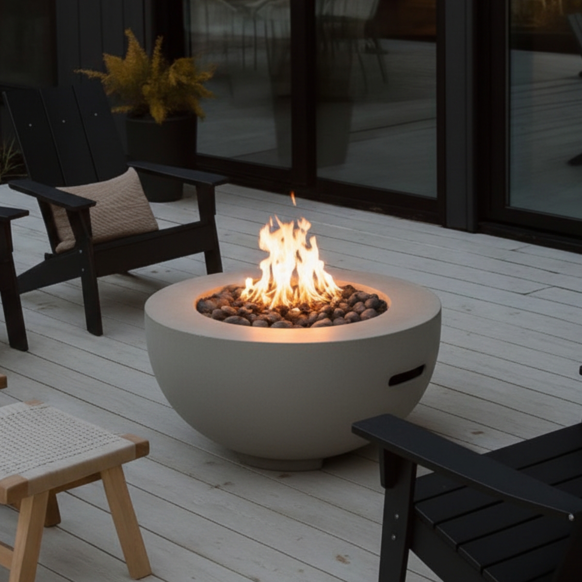 Streamdale Furniture 28-Inch Round Propane Fire Pit Table, 40,000 Btu with Cover and Lava Rocks