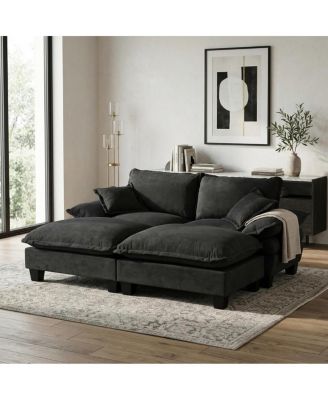 Modular Sectional Cloud Couch with 2 Ottomans and 2 Pillows