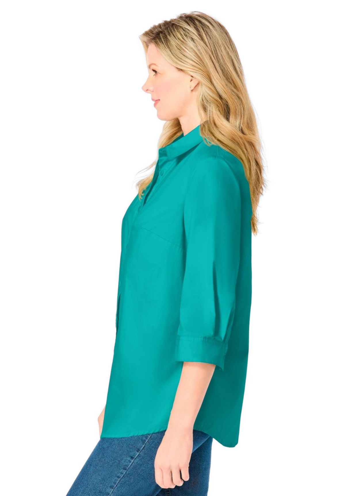 Woman Within Women's Perfect Three Quarter Sleeve Shirt