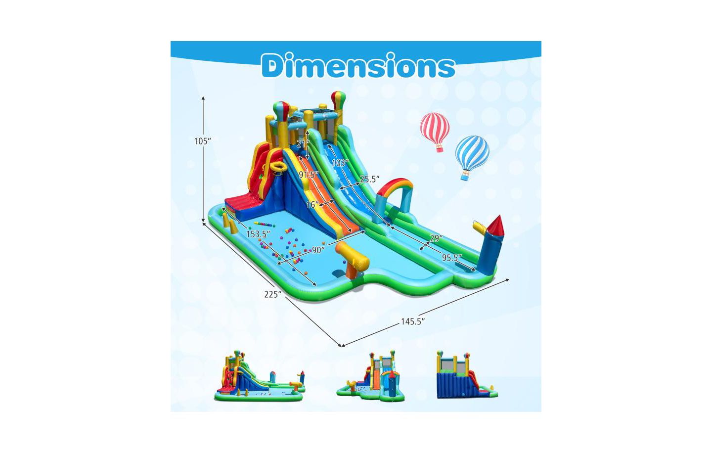 Детская игрушка Slickblue Kids Giant Bounce House Water Slide Park with 950W Blower, цвет: Разноцветный — фото 3
