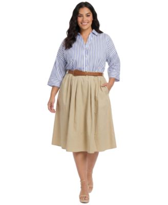 Plus Size Notch Neck Flutter-Sleeve Midi Dress