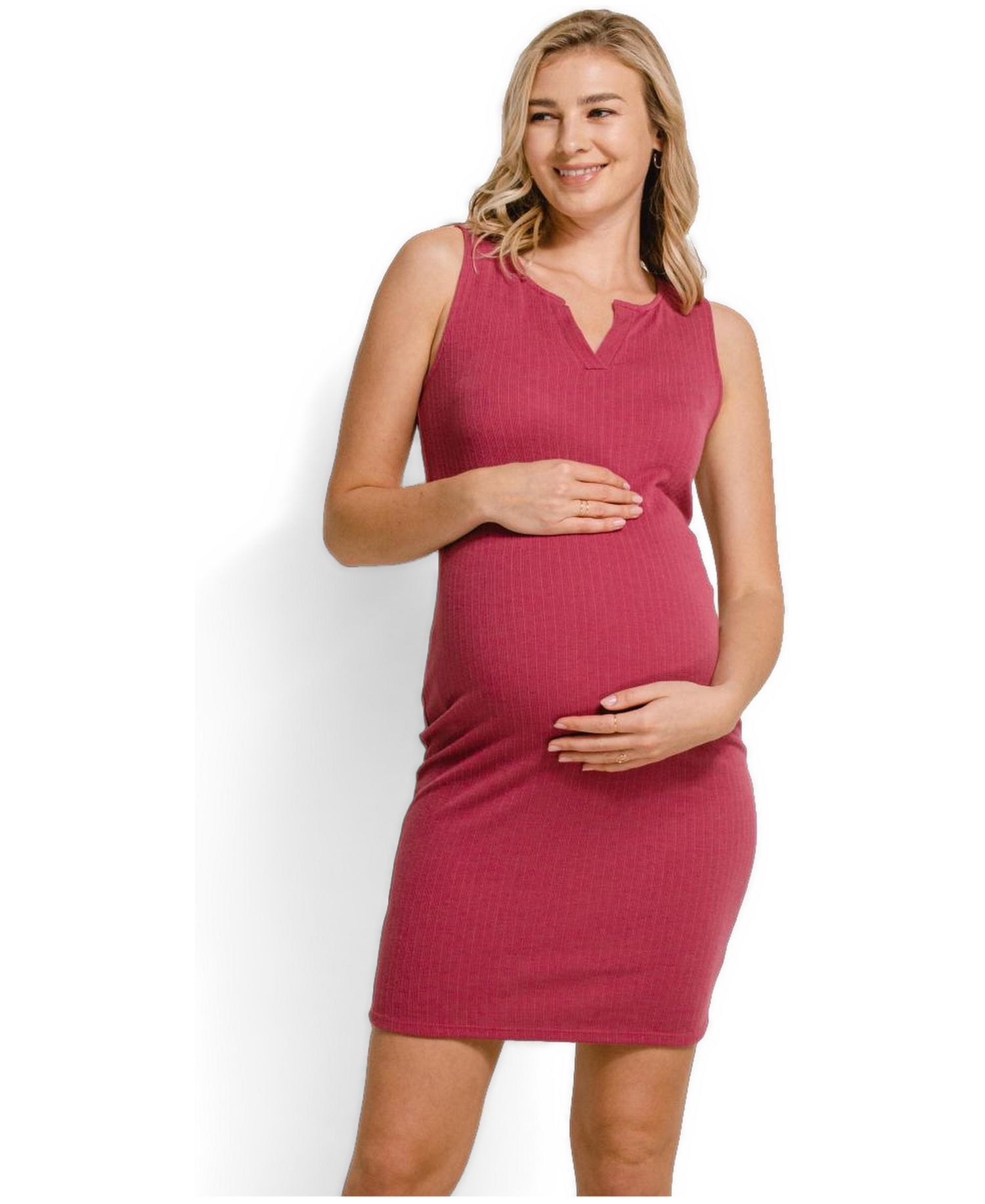 Women's Sleeveless Ribbed Bodycon Mini Dress with Split Neck