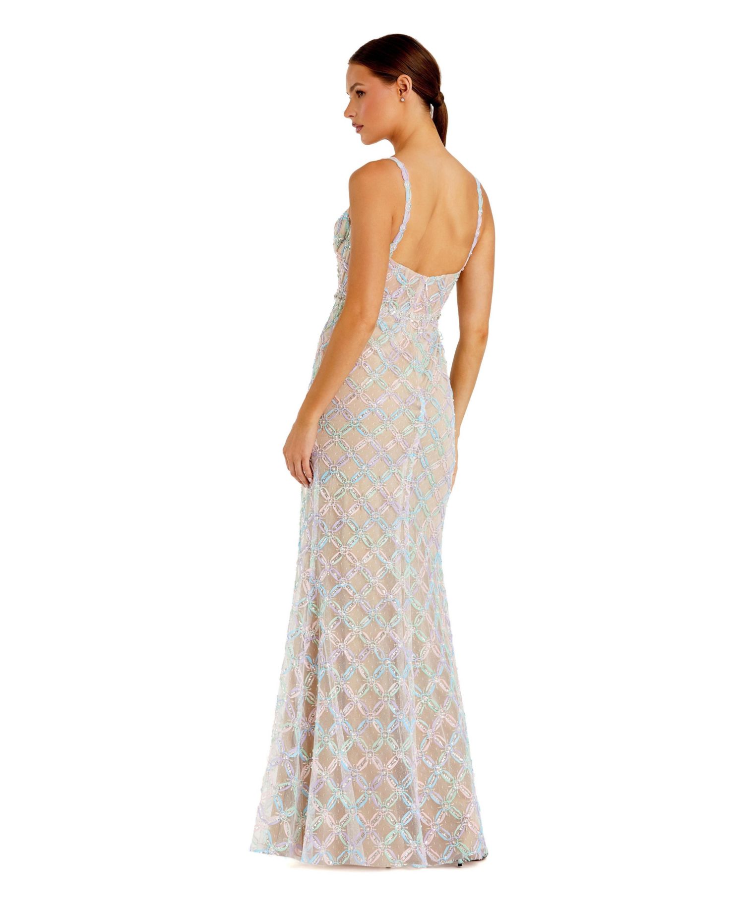 Women's Pearl Embellished Sleeveless Bustier Gown