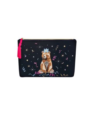 Women's Party Bear Embroidered Pouch