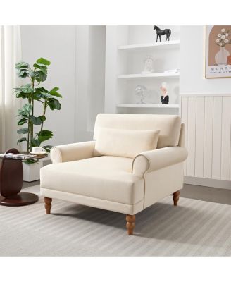 Mirod Elegant Circular Armrest Chair with Ergonomic Lumbar and Roman Column Legs
