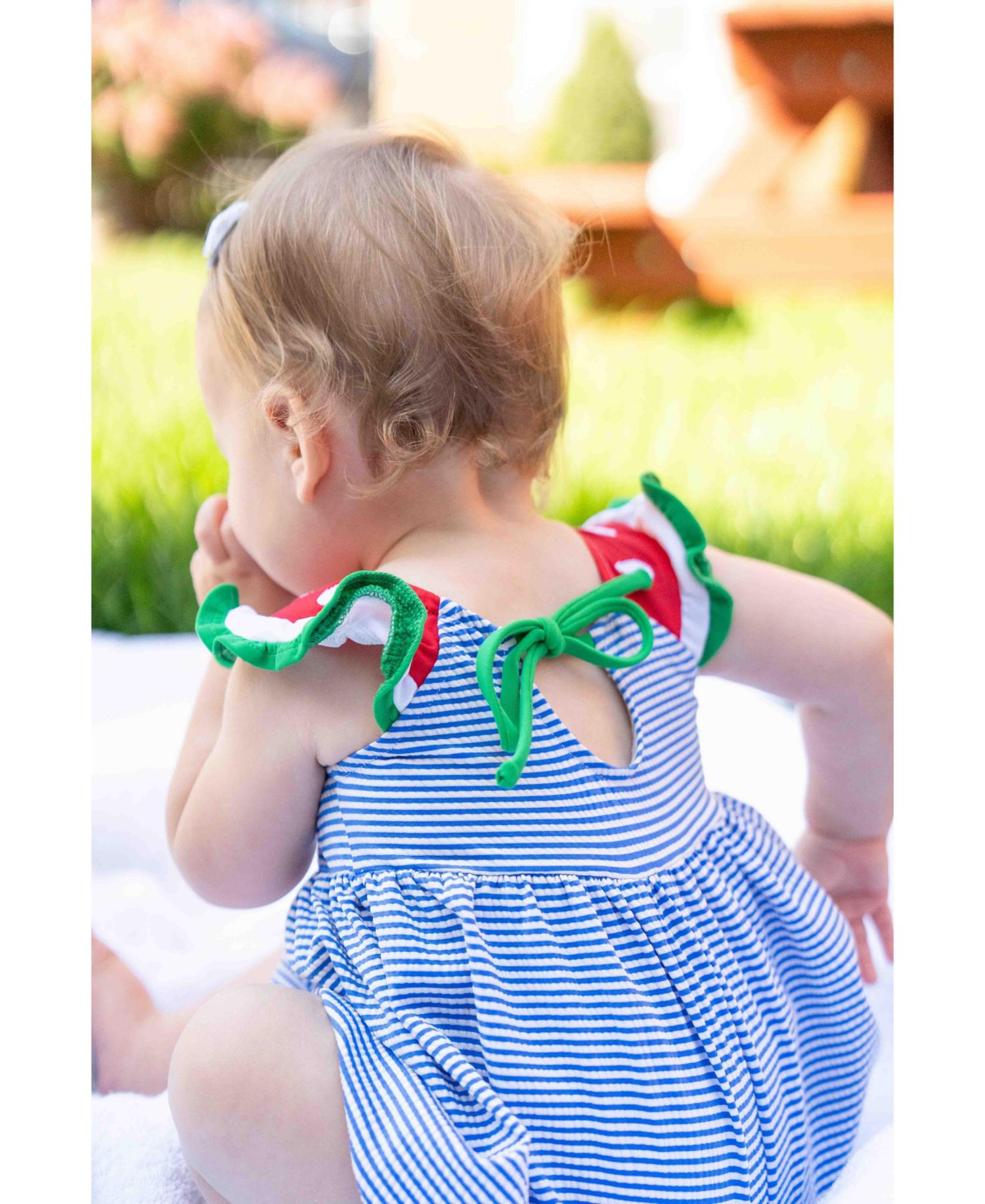 Baby Girl's Seersucker Swimsuit With Watermelon