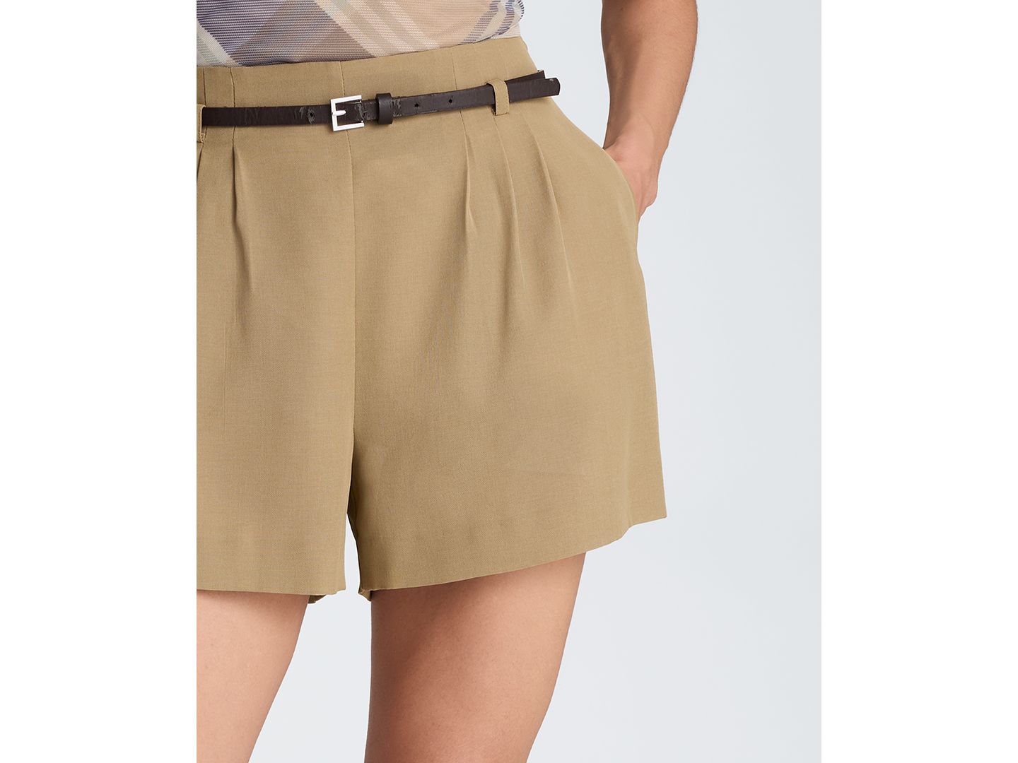 Женские шорты Kenneth Cole High-Rise Belted, цвет: Мох серо-коричневый — фото 5