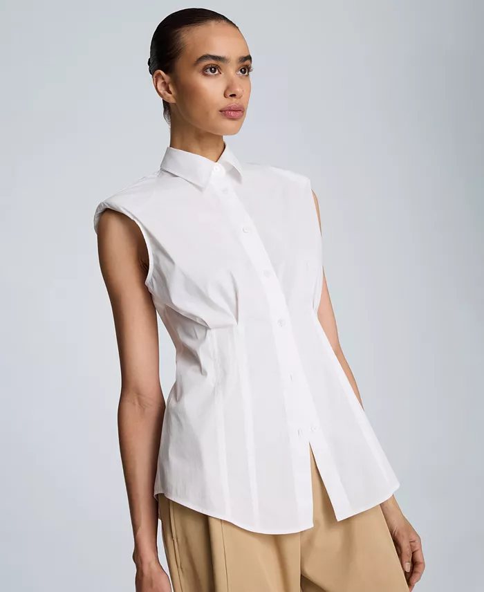 Women's Pleated Sleeveless Shirt - thumbnail 3