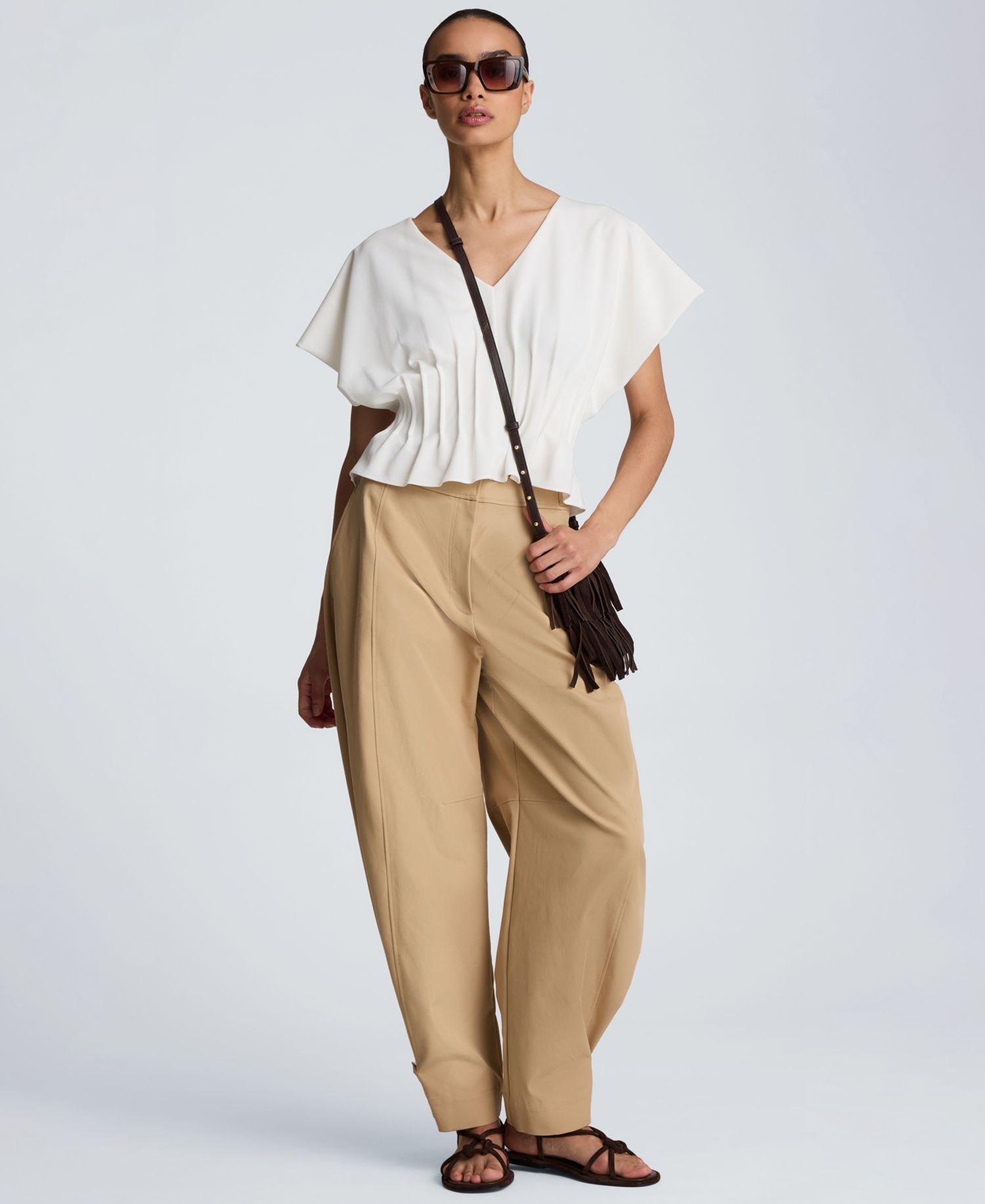 Women's Pleated V-Neck Top