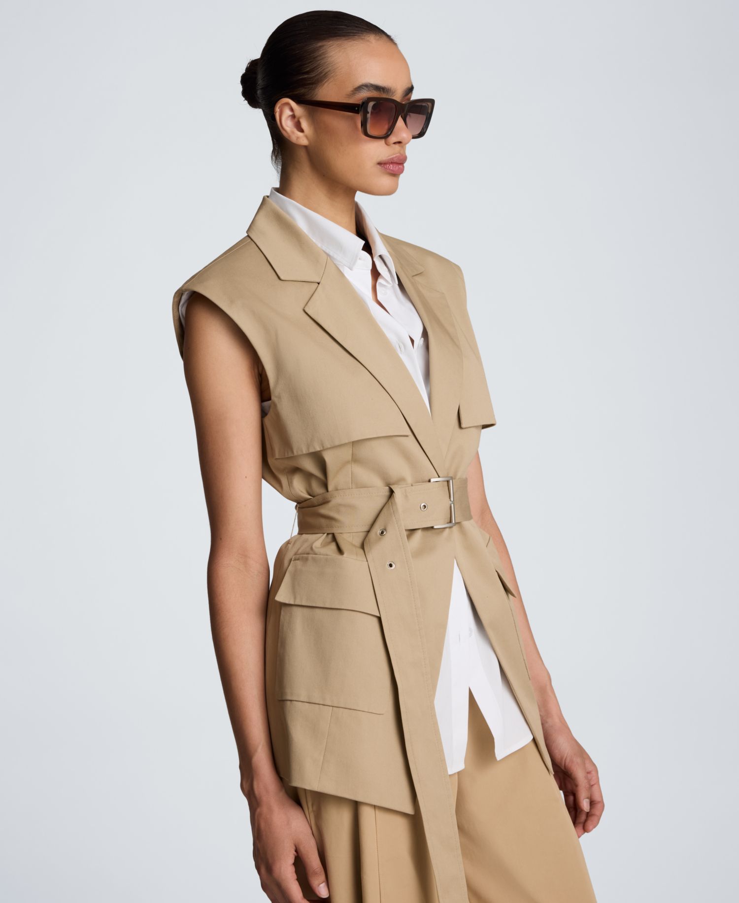 Women's Belted Notch Collar Vest