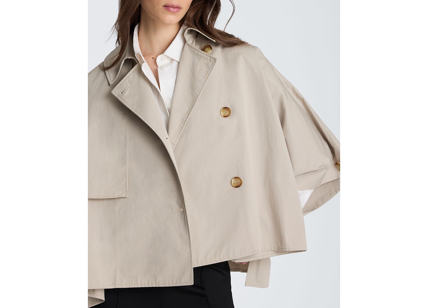 Women's Notch Collar Trench Cape Jacket
