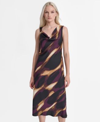 petite midi slip dress Warehouse Women's Petite Rose Satin Tie Strap Lace Detail Midi Slip Dress in Yellow