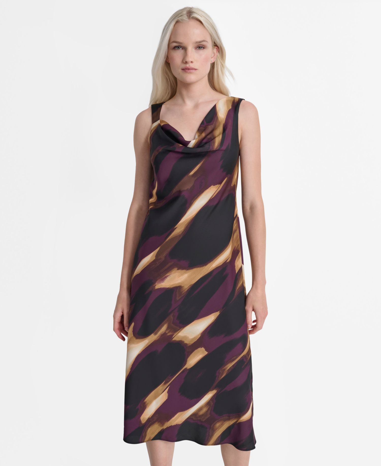 Petite Sleeveless Cowl Neck Midi Dress