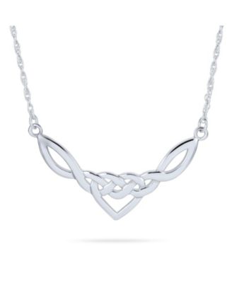 Romantic Celtic Love Knot Heart Collar Necklace Irish Triquetra Trinity .925 Sterling Silver