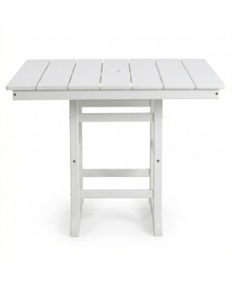 White HDPE 37.8" Square Folding Outdoor Dining Table