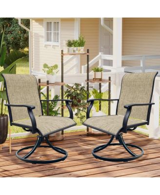 2-Piece Outdoor Swivel Textilene Patio Dining Chairs