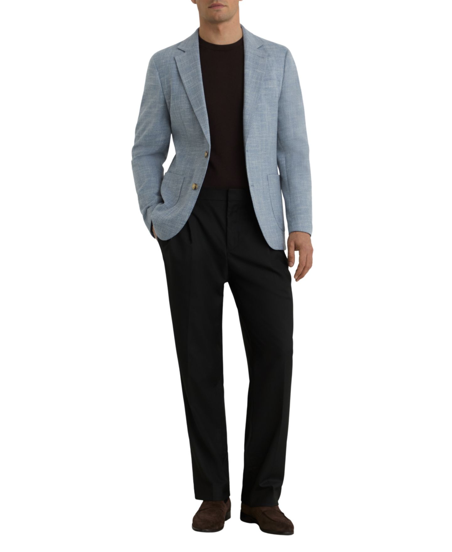 Мужской пиджак REISS Manci Tailored-Fit Single-Breasted Herringbone Blazer, цвет: Мягкий синий — фото 5