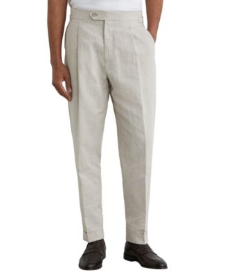 Men's Finch Linen-Cotton Check Tapered Pants