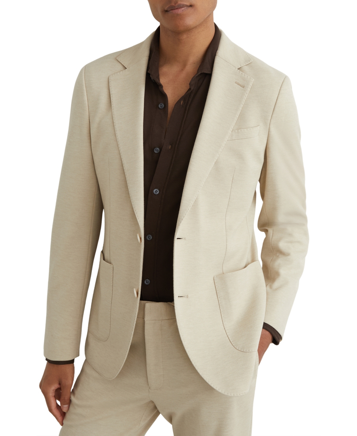 Reiss Men's Gerrard Tailored Fit Textured Jersey Single-Breasted Suit Blazer