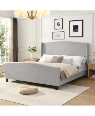 King Size Upholstered Bed Frame With High Headboard And Footboard