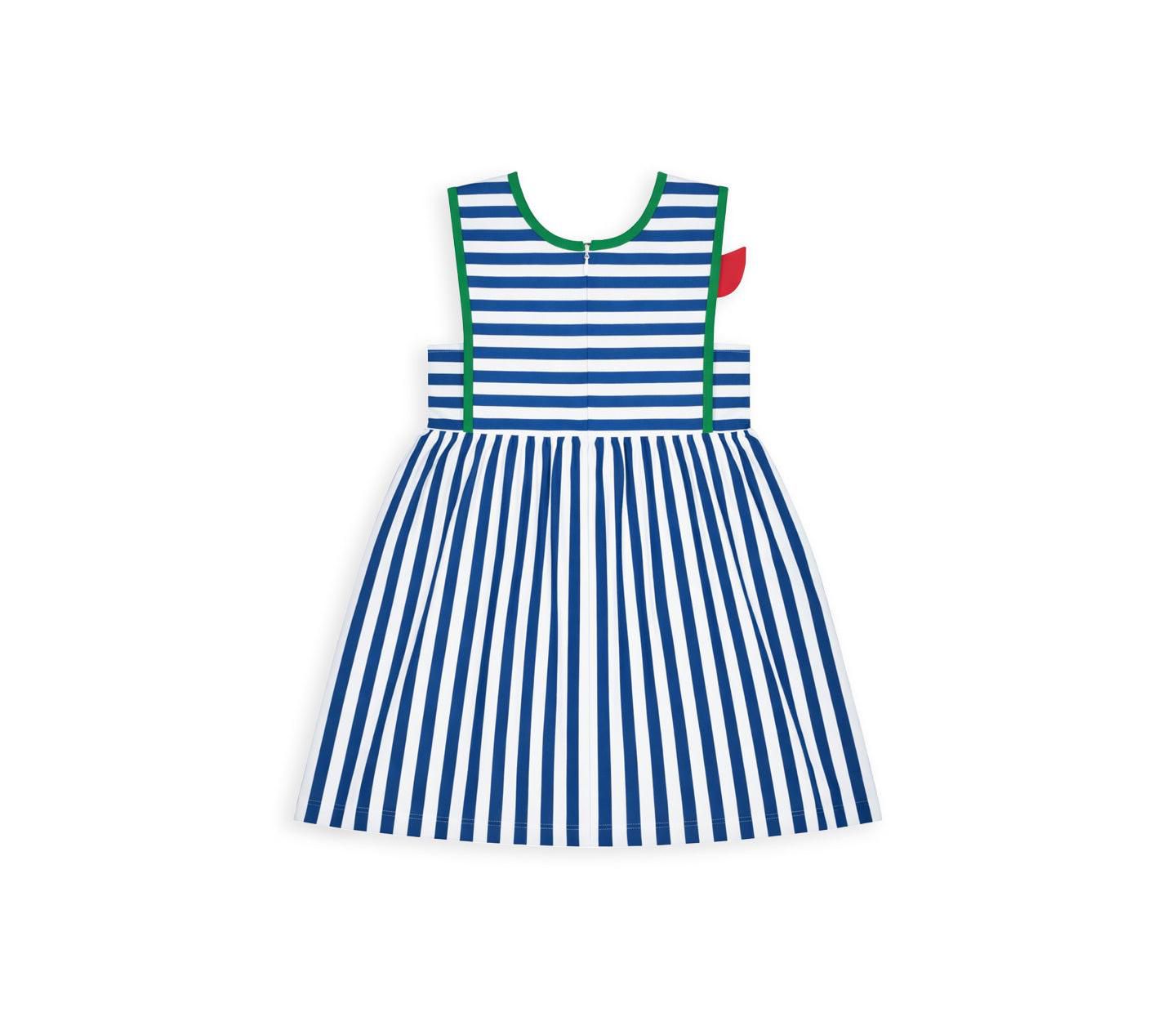 Платье Florence Eiseman Stripe Knit Dress With Tulip для девочек, цвет: Синий — фото 2