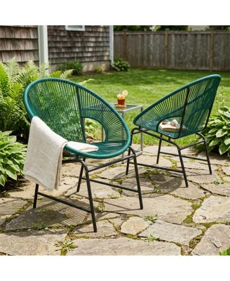Vibrant Teal PE Rattan Outdoor Patio Chair with Durable Iron Frame