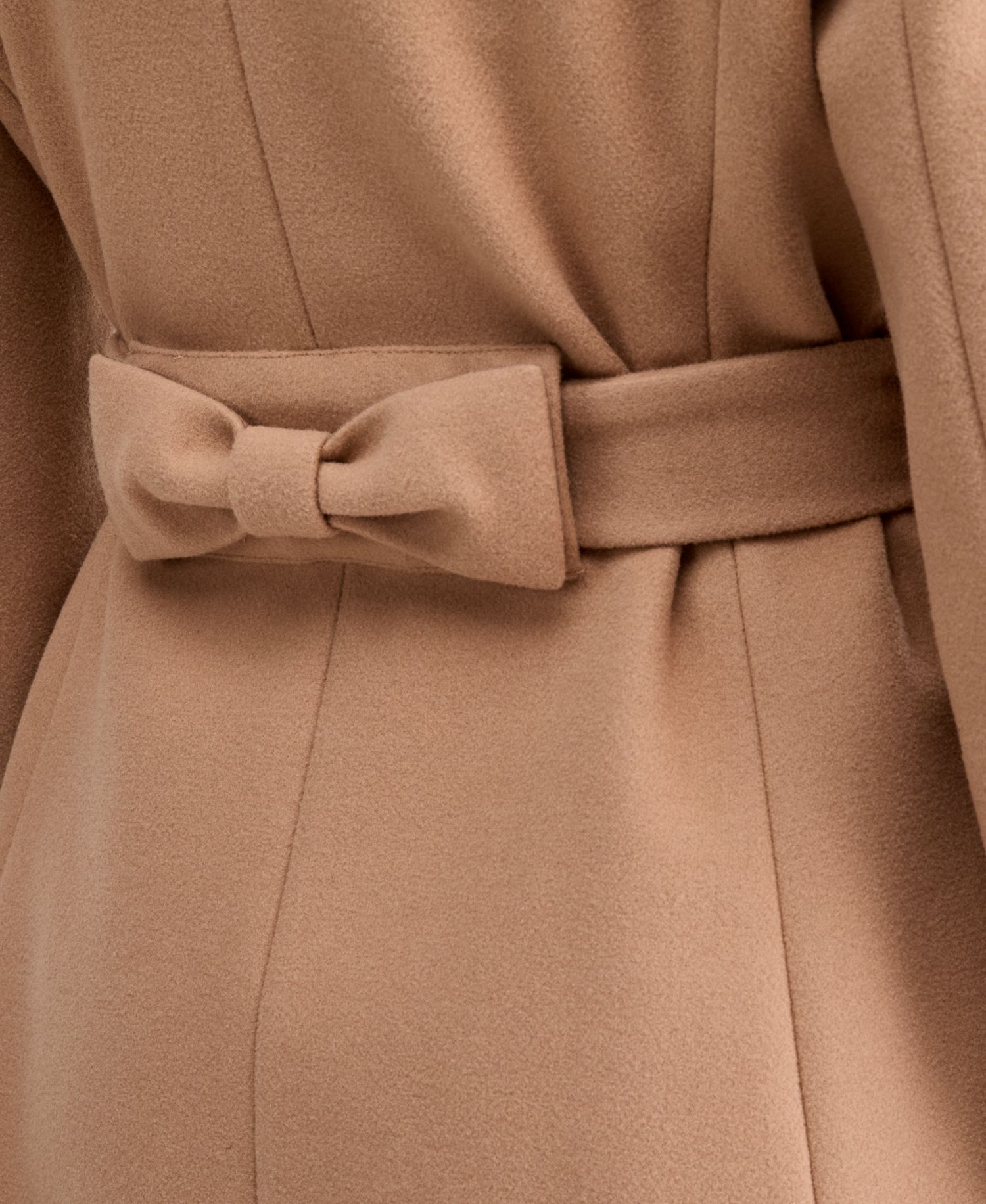 Petite Double-Breasted Belted Bow Back Coat