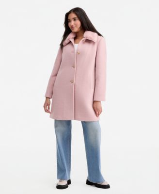 Women's Faux-Fur Club Collar Mid-Length Lined Coat