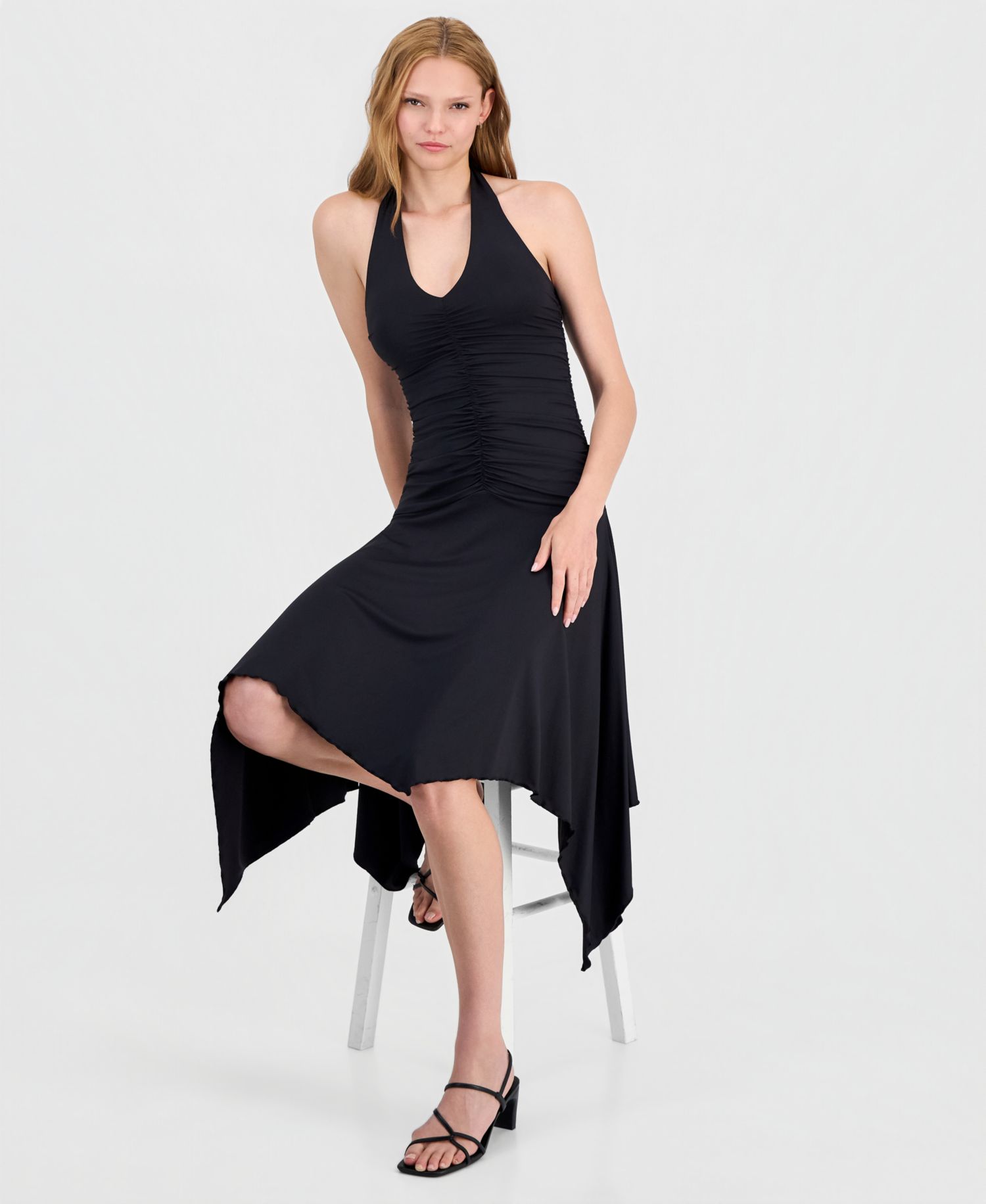 Women's Ruched Halter-Neck Dress